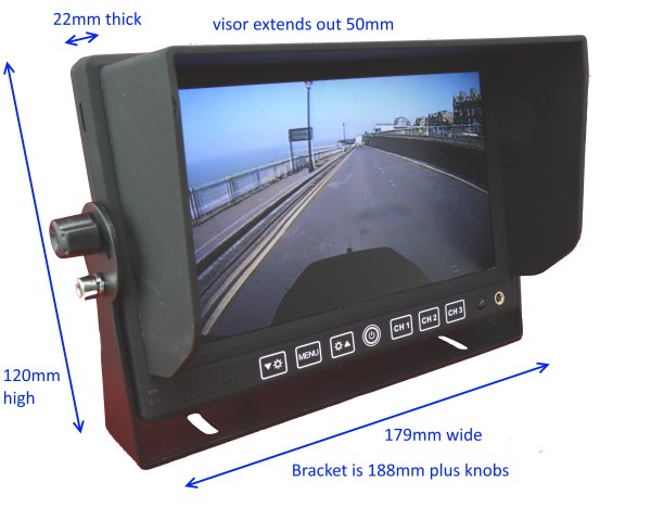 7 inch stand on dash monitor and 700 TVL reversingcamera polished stainless steel