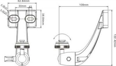 Metal bracket for dash mount rear view monitors to mount in interior mirror position