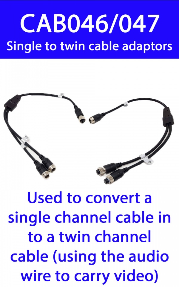 Single channel 4 pin aviation cable to twin channel adaptor set