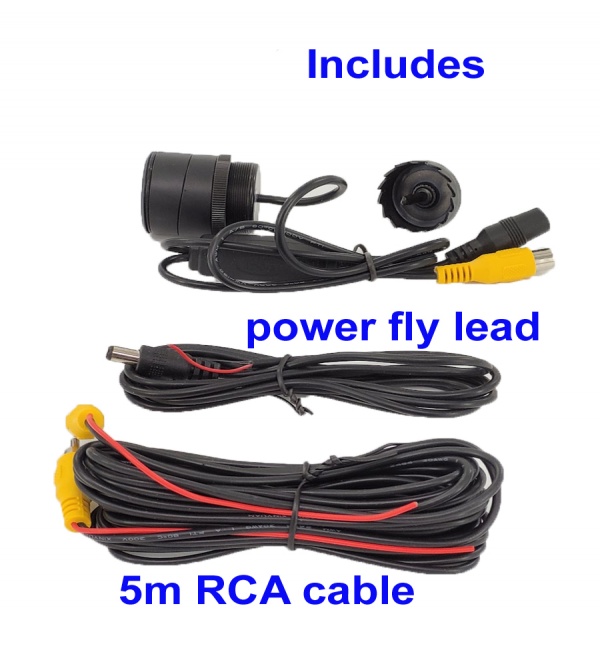 CCD bullet reversing camera with RCA connectors