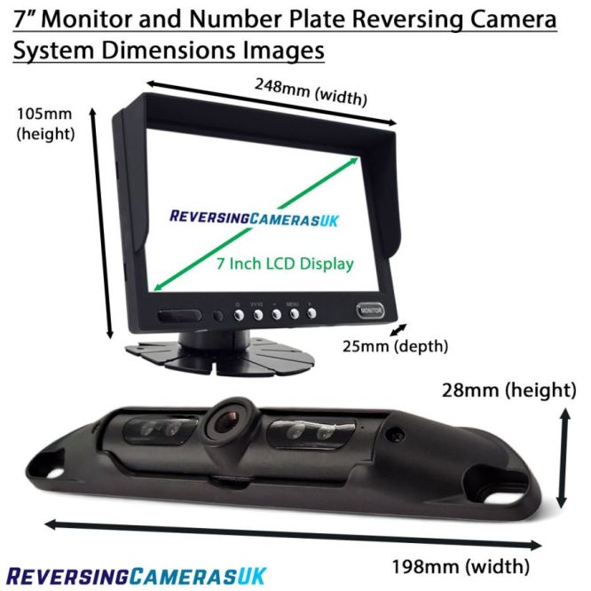 ZEROXCLUB B7 7” HD Backup Camera – Wired, Night Vision, License Plate Mount, 26ft Cable, Waterproof