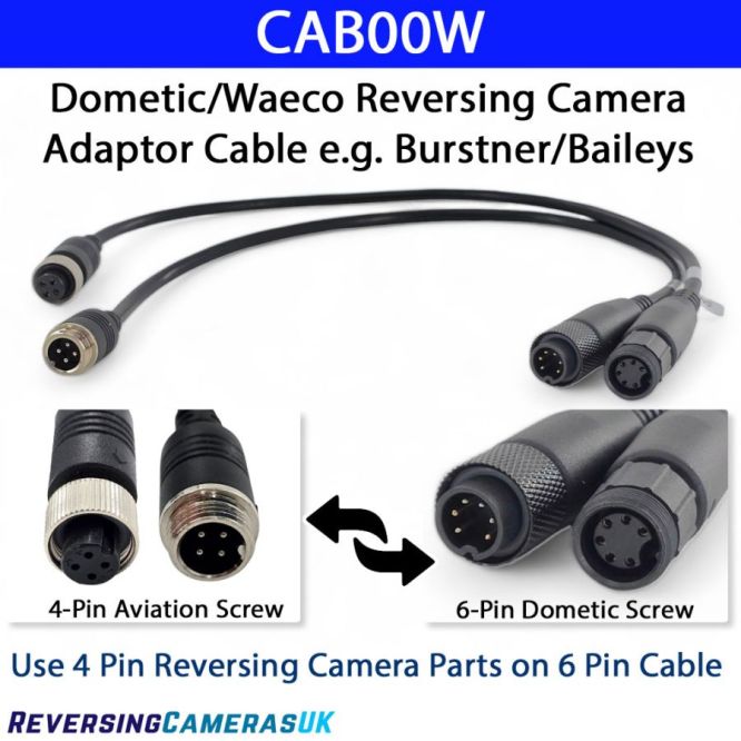 6-Pin Twin Reverse & Rear View Camera Adaptor for Burstner, Bailey ...