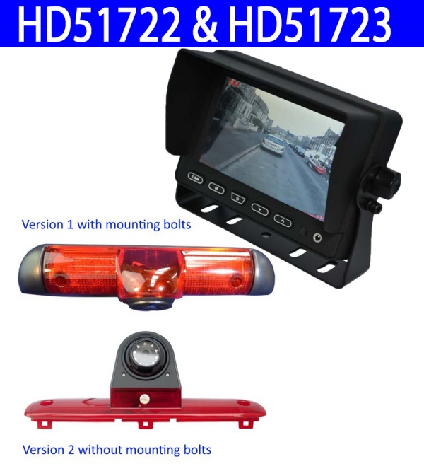 5 inch stand on dash monitor and Fiat Ducato 700TVL brake light camera