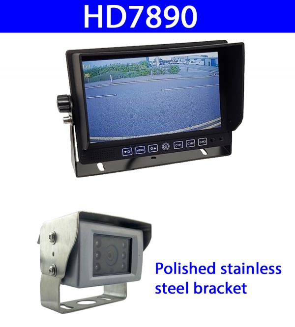 7 inch stand on dash monitor and 700 TVL reversingcamera polished stainless steel