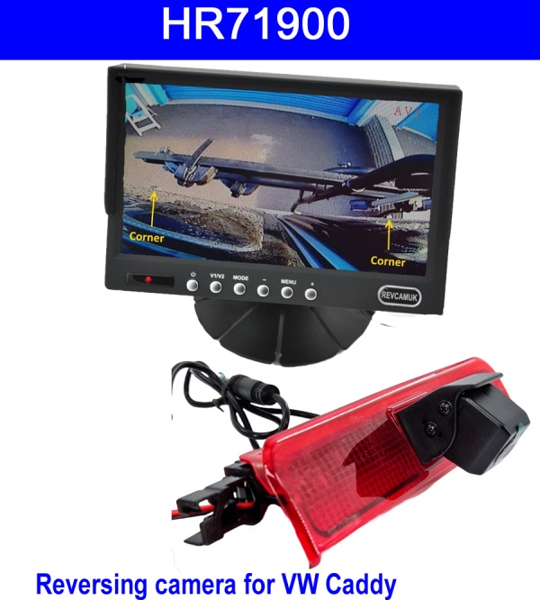 7 inch colour dash mount monitor and brake light reversing camera for VW Caddy