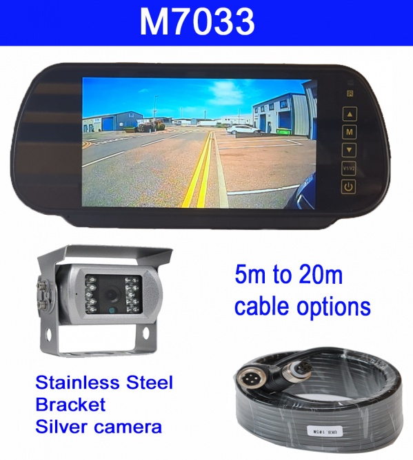 Silver CCD reversing camera and clip on mirror monitor