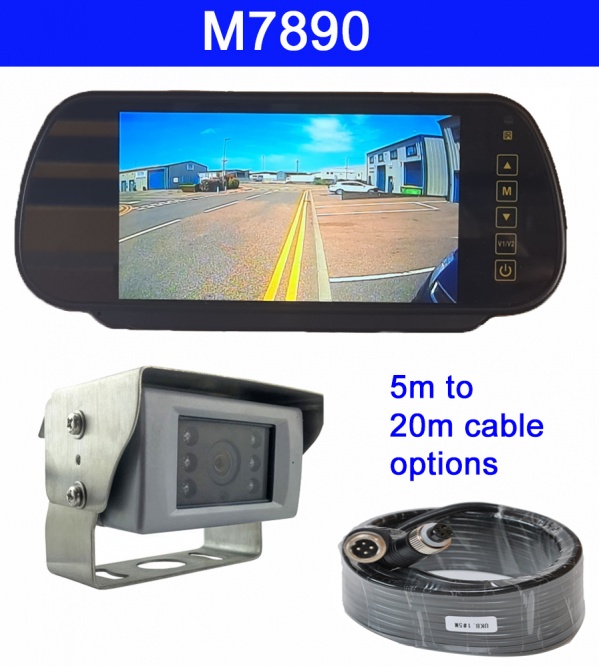 7 inch mirror monitor monitor and CCD reversing camera with polished stainless steel bracket