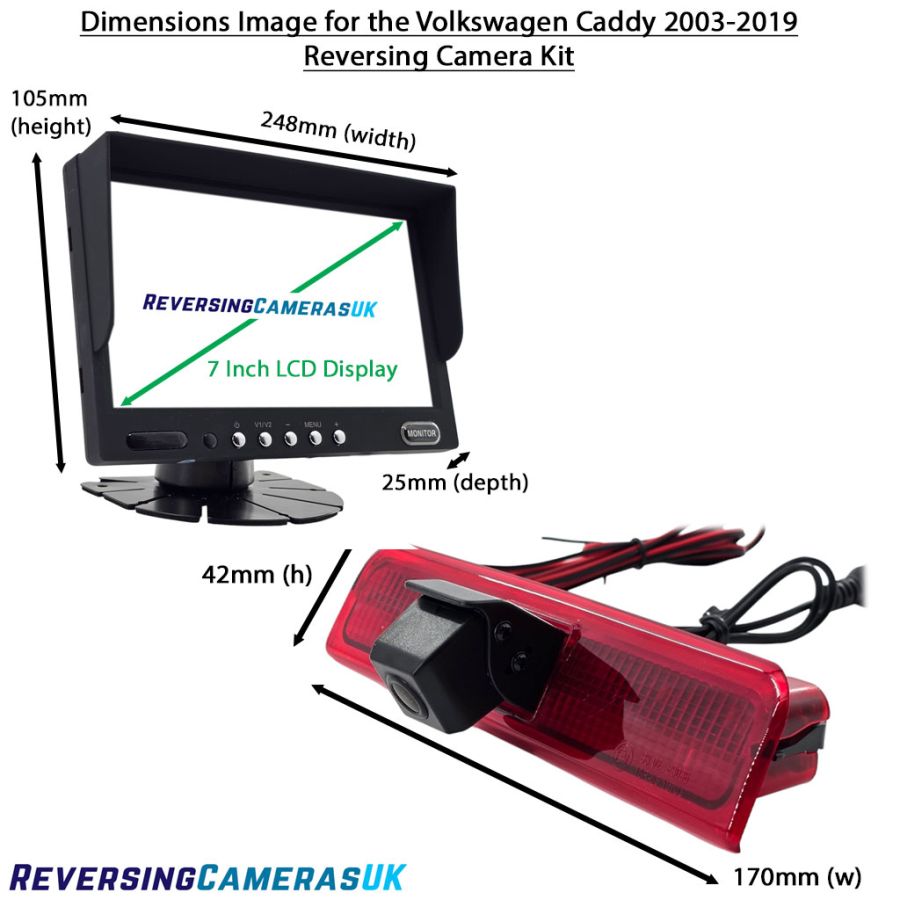 Van Rear View Camera Caddy 2003-2019 Volkswagen Caddy Reverse Camera System with 7 inch Display ...