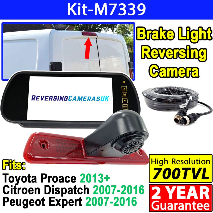 Telecamera Retromarcia Con Terza Luce Stop E Monitor 4.3" Per Furgone: Peugeot Expert, Citroen Dispatch, Toyota Proace (07-16)