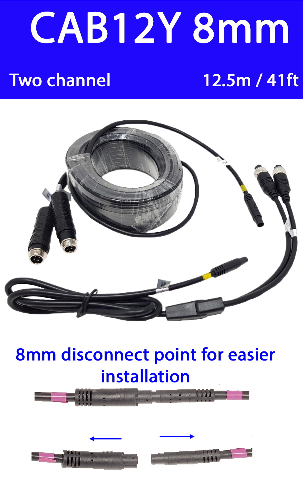 12m 4pin aviation style Y extension cable