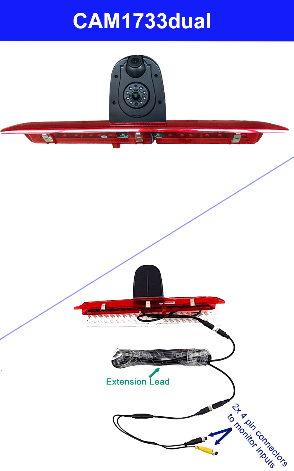 Dual lens Ford Transit Brake light reversing camera