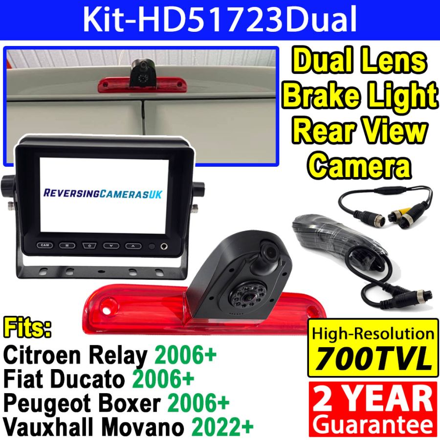 Dual Lens Brake Light Reversing & Rear View Camera Kit with 5