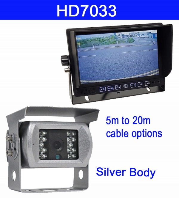 7 inch dash monitor and silver CCD reversing camera with sound