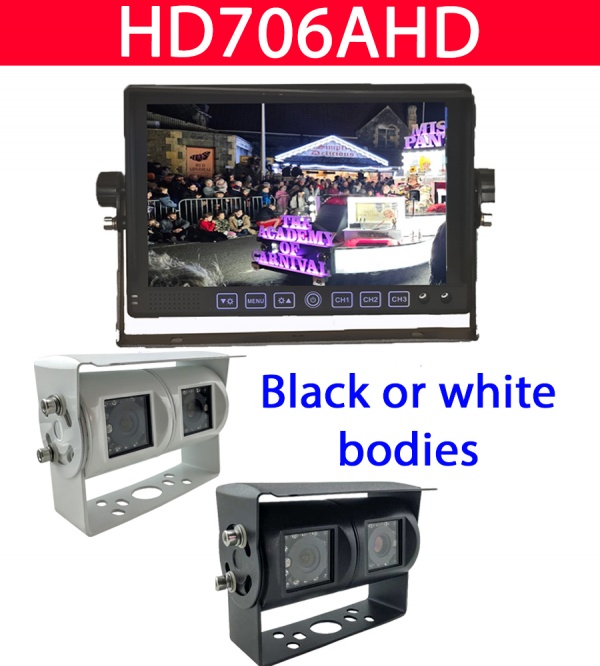 Heavy duty 7 inch AHD dash mount monitor and twin lens reversing camera