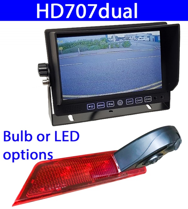 Heavy duty dash monitor and dual lens brake light camera for Ford Custom