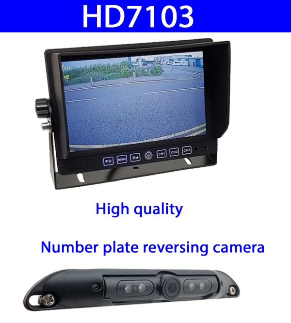 7 inch dash monitor and number plate camera