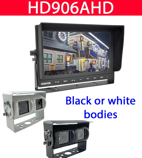 Heavy duty 9 inch AHD dash mount monitor and twin lens reversing camera