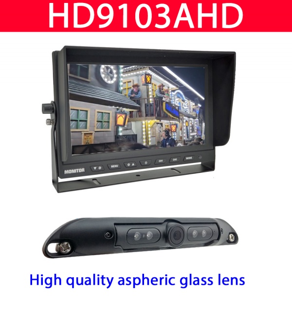 Heavy duty 9 inch AHD dash mount monitor and number plate reversing camera