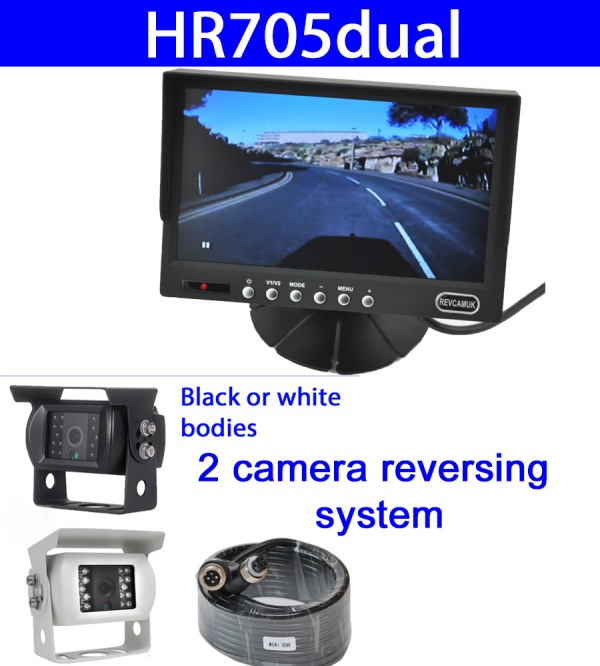 Heavy duty 7 inch CCD reversing camera system with 2 cameras