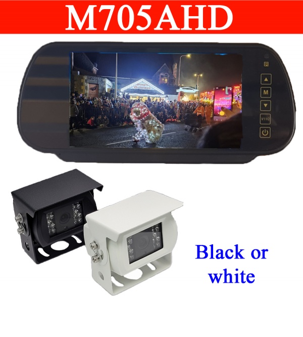 7 inch clip on AHD mirror monitor and bracket reversing camera