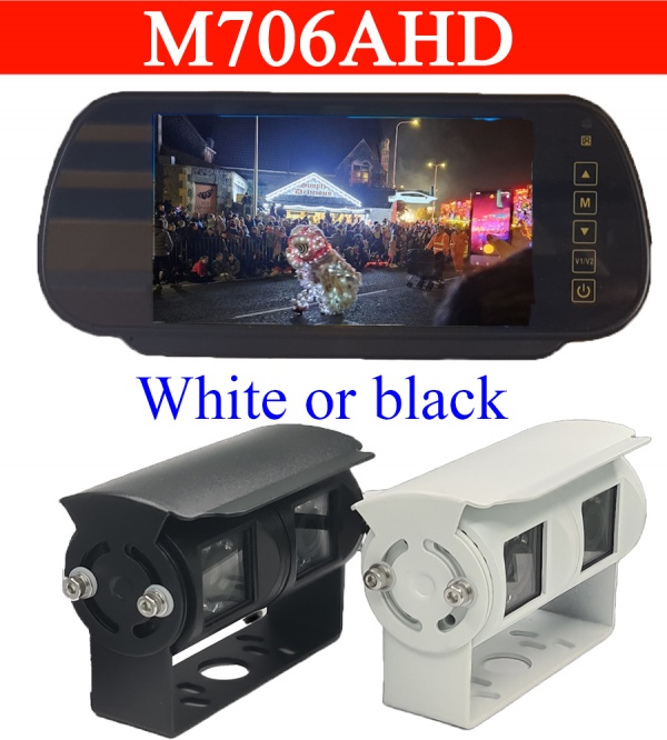 7 inch AHD Clip on mirror monitor and twin lens reversing camera