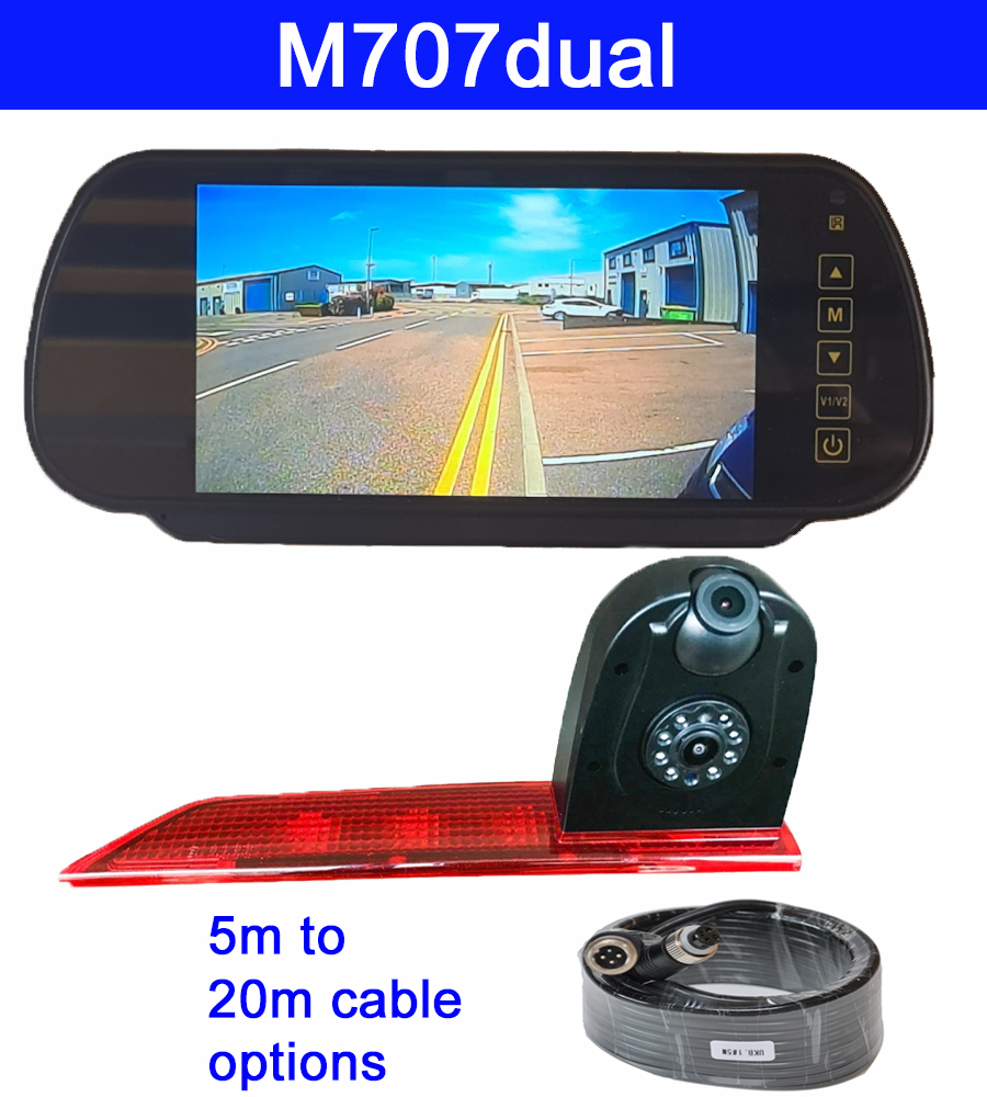 Dual lens brake light reversing camera for Ford Transit Custom plus mirror monitor