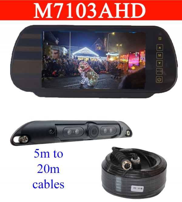 7 inch AHD clip on mirror monitor and number plate camera