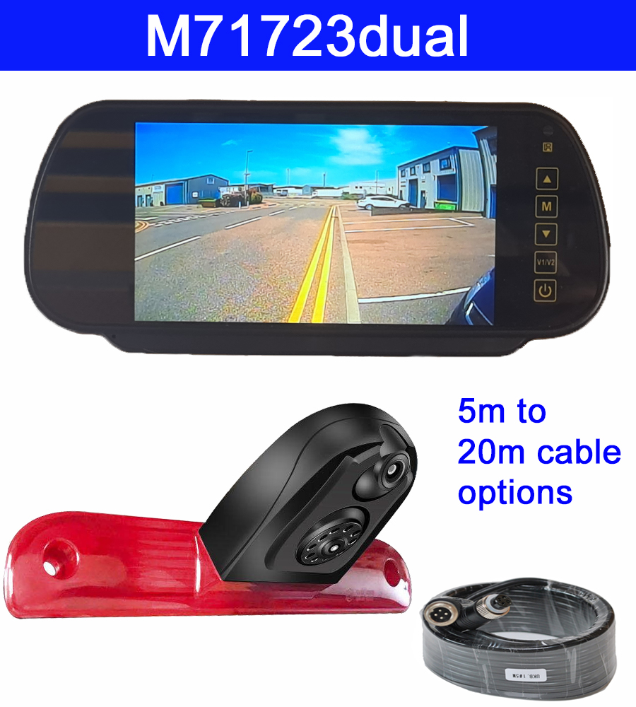 Dual lens brake light reversing camera for Fiat Ducato plus mirror monitor