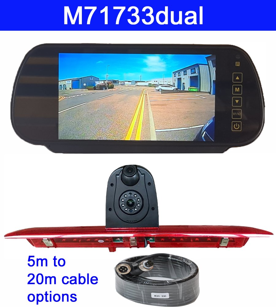 Dual lens brake light reversing camera for Ford Transit plus mirror monitor