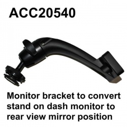 Metal bracket for dash mount rear view monitors to mount in interior mirror position
