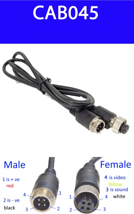 2m 4 pin extension cable for reversing camera