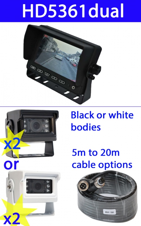 5 inch stand on dash monitor and two small CCD bracket reversing cameras