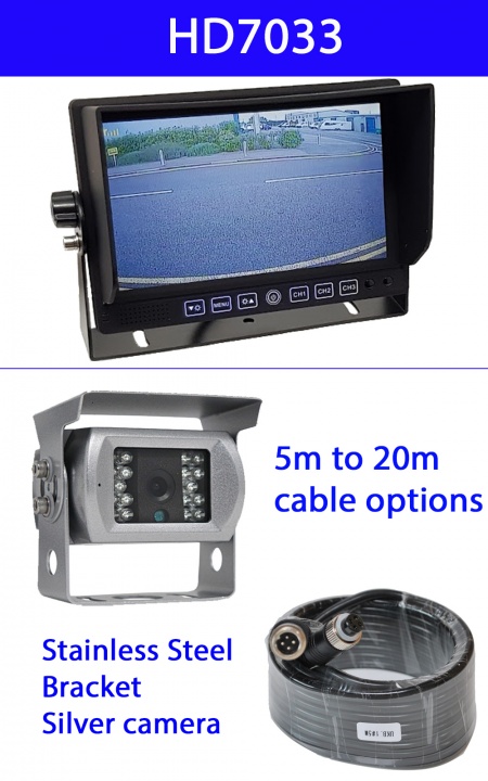 7 inch dash monitor and silver CCD reversing camera with sound