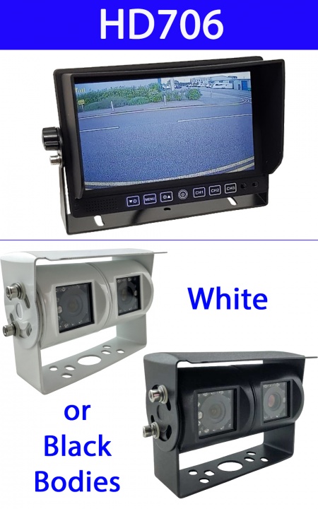 7 inch stand on dash monitor and twin lens reversing camera