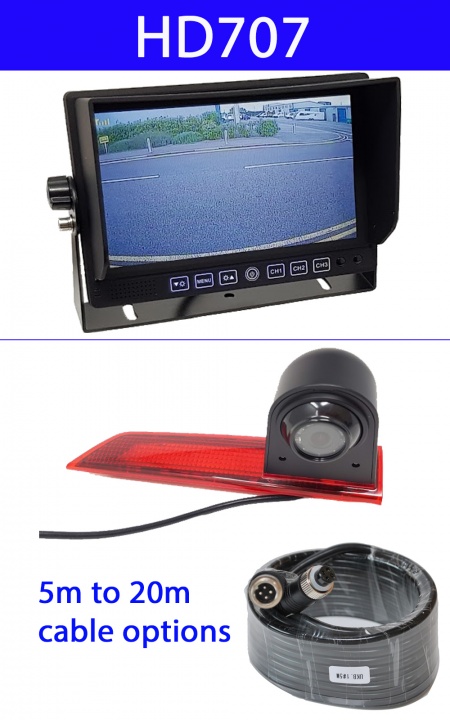 7 inch stand on dash monitor and Ford Transit Custom brake light reversing camera