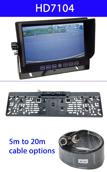 7 inch dash monitor and 600TVL number plate frame reversing camera