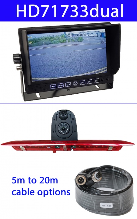 7 ich stand on dash monitor and dual lens Ford Transit Brake Light Camera