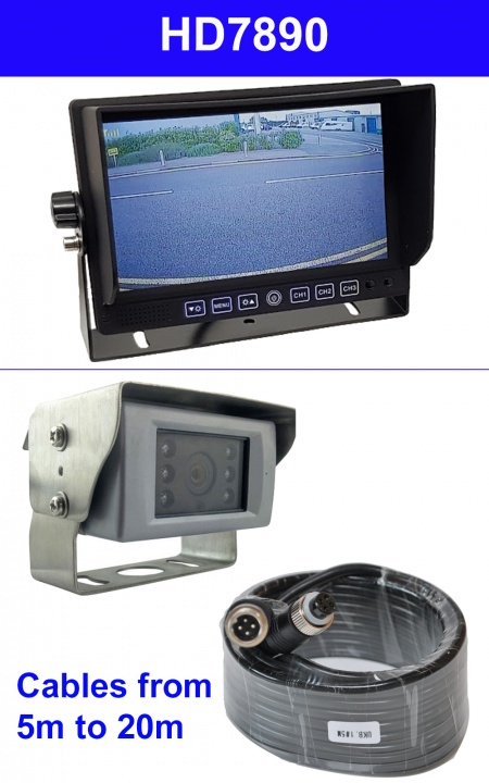 7 inch stand on dash monitor and 700 TVL reversingcamera polished stainless steel