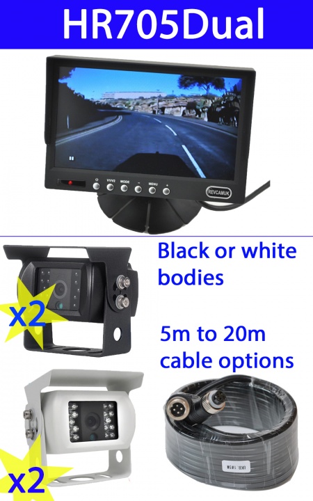 Heavy duty 7 inch CCD reversing camera system with 2 cameras