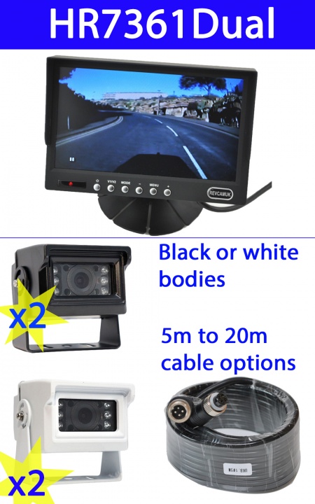7 inch stand on dash monitor and two small CCD bracket reversing cameras