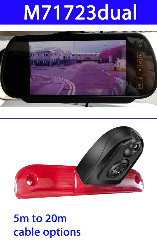 Dual lens brake light reversing camera for Fiat Ducato plus mirror monitor